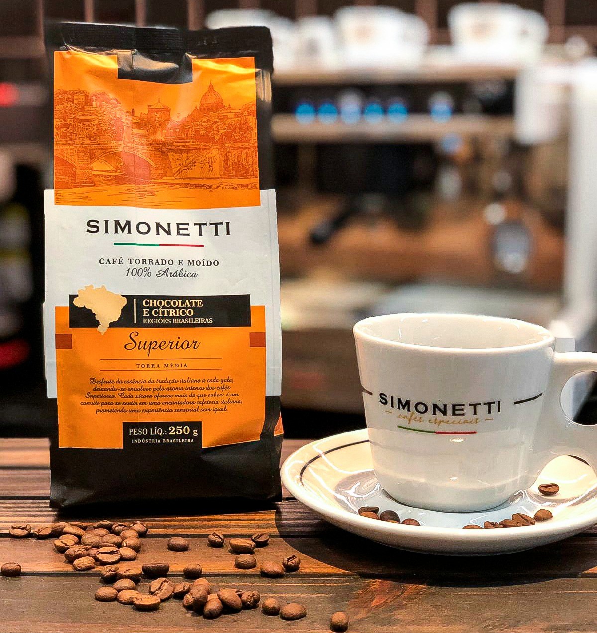 Café Torrado e Moído - Superior - Torra Média Simonetti - 250gr