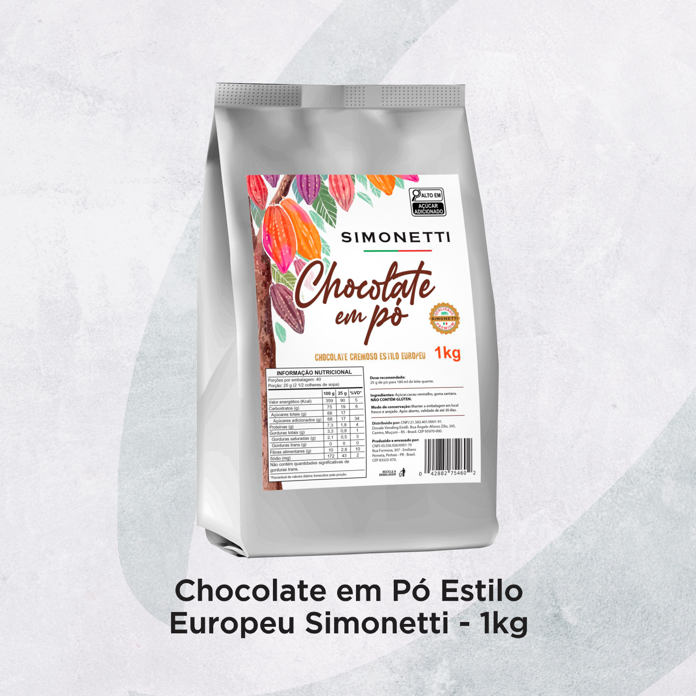 Chocolate em Pó Estilo Europeu Simonetti - 1kg